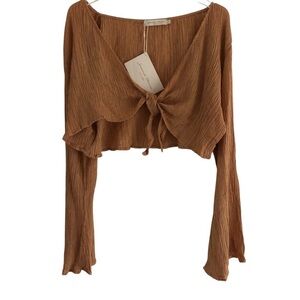 Savannah Morrow Amarillo Top In Sandstone Tie Front Size XL